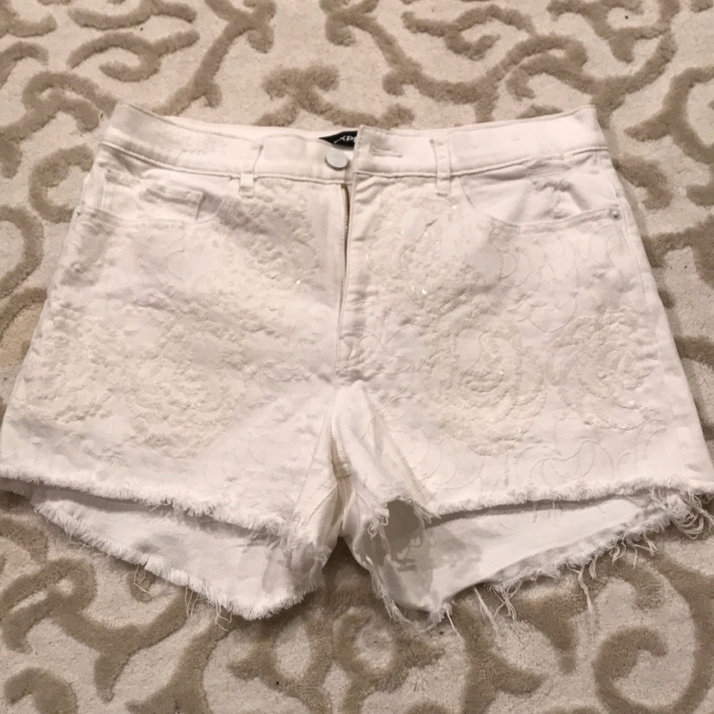 High rise white shorts